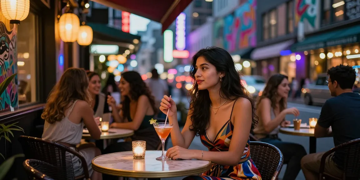 Gái gọi trong không gian tiệc tùng thành phố với ánh đèn neon.
